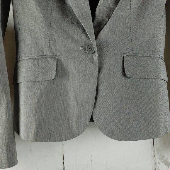 New York & Company Stretch Size 4 Gray Birdsey 1 Buttn Lined Suit Blazer NWT $70 - Picture 4 of 14
